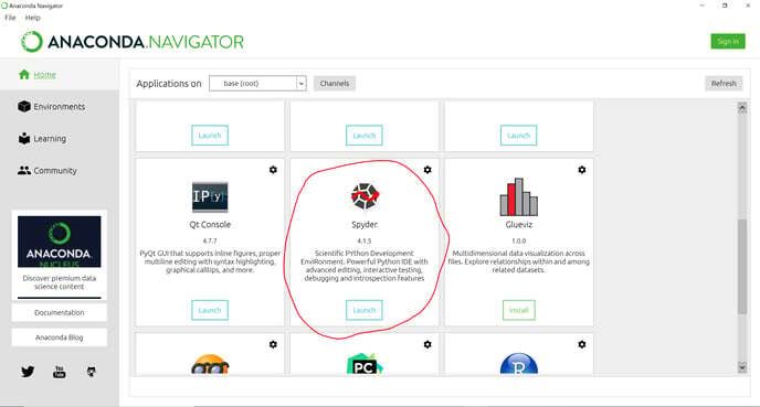 Spyder in Conda Navigator